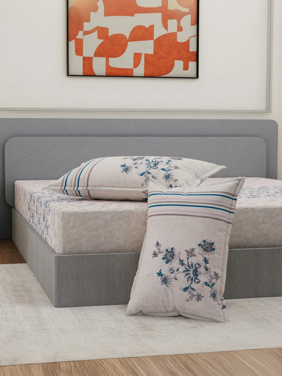 144 TC Pure Cotton King Size Bedsheet with 2 Pillow Covers Sensations Collection - Image 5