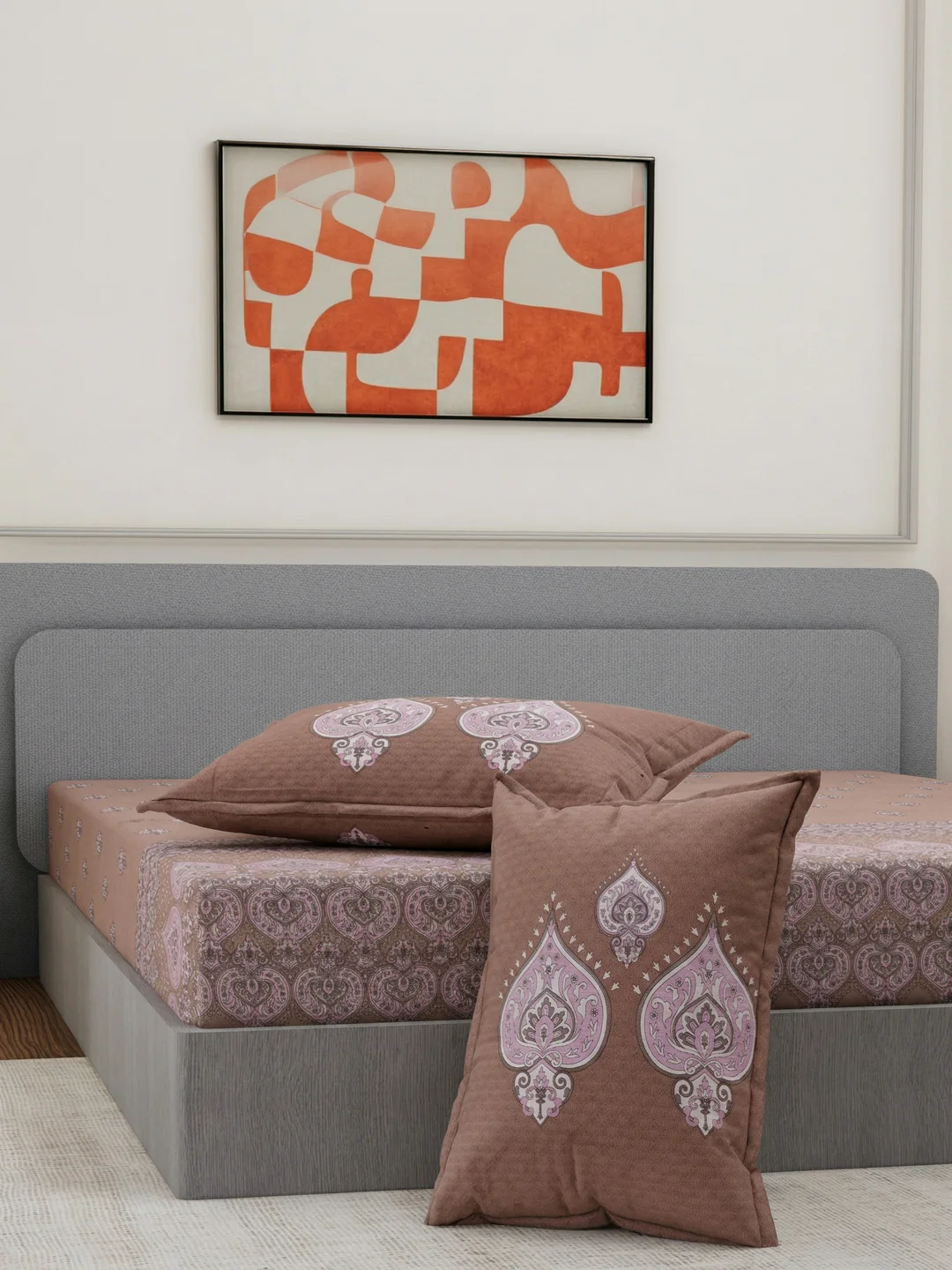 144 TC Pure Cotton King Size Bedsheet with 2 Pillow Covers Tradition Collection - Image 5
