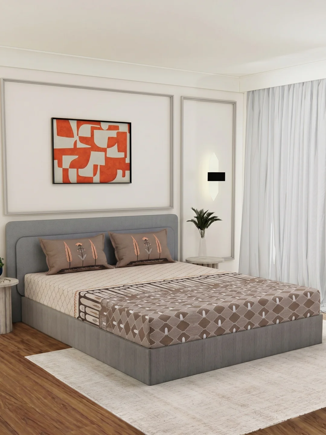 144 TC Pure Cotton King Size Bedsheet with 2 Pillow Covers Tradition Collection - Image 2