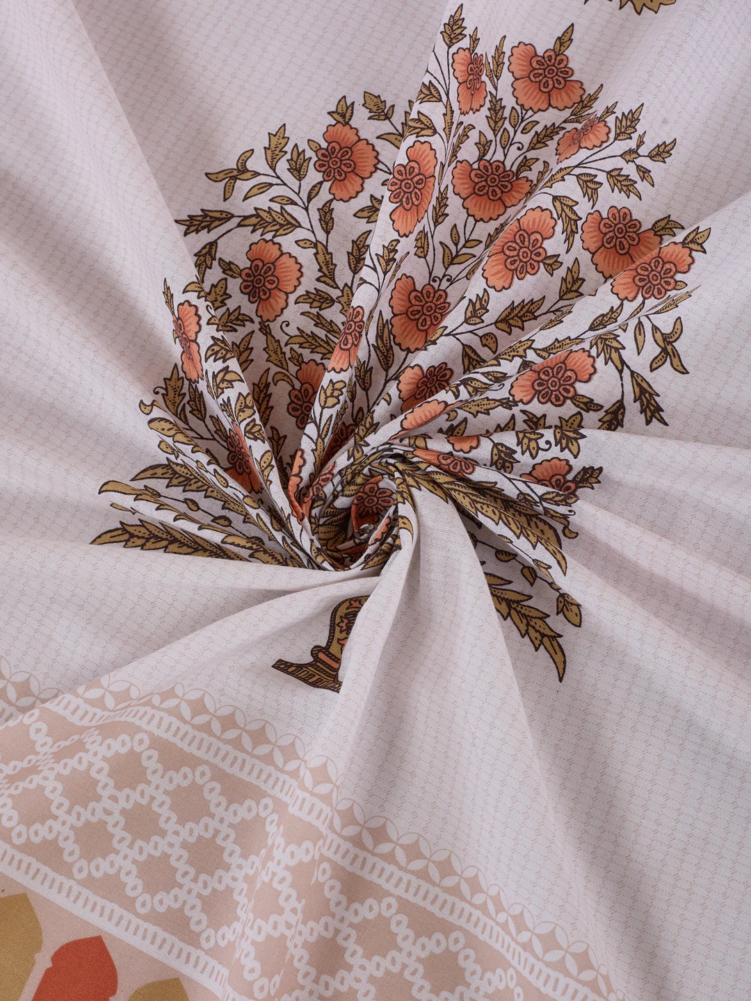 144 TC Pure Cotton King Size Bedsheet with 2 Pillow Covers Tradition Collection - Image 8
