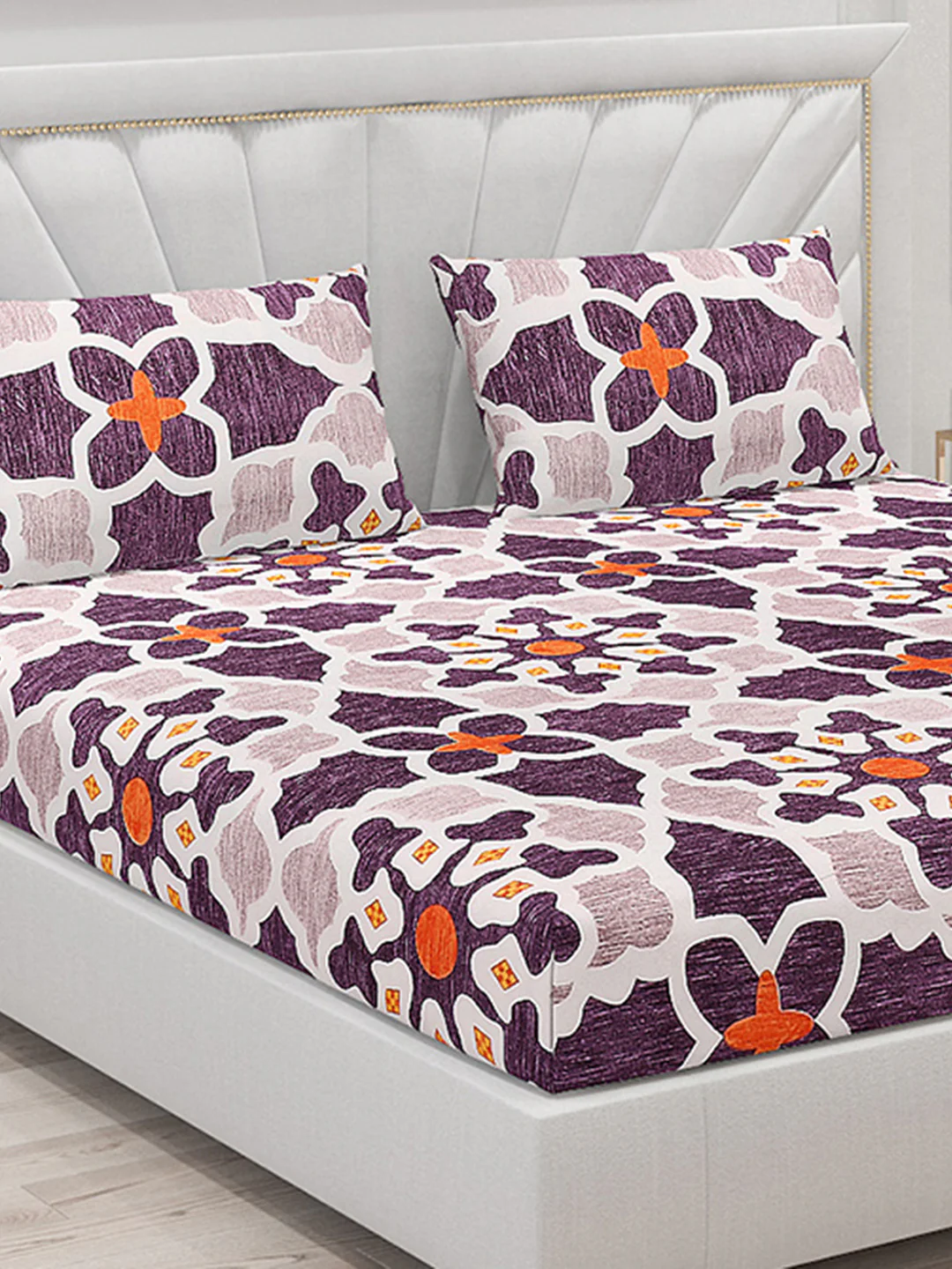 145 GSM Polyester Double Bed Bedsheet with 2 Pillow Covers - Image 5