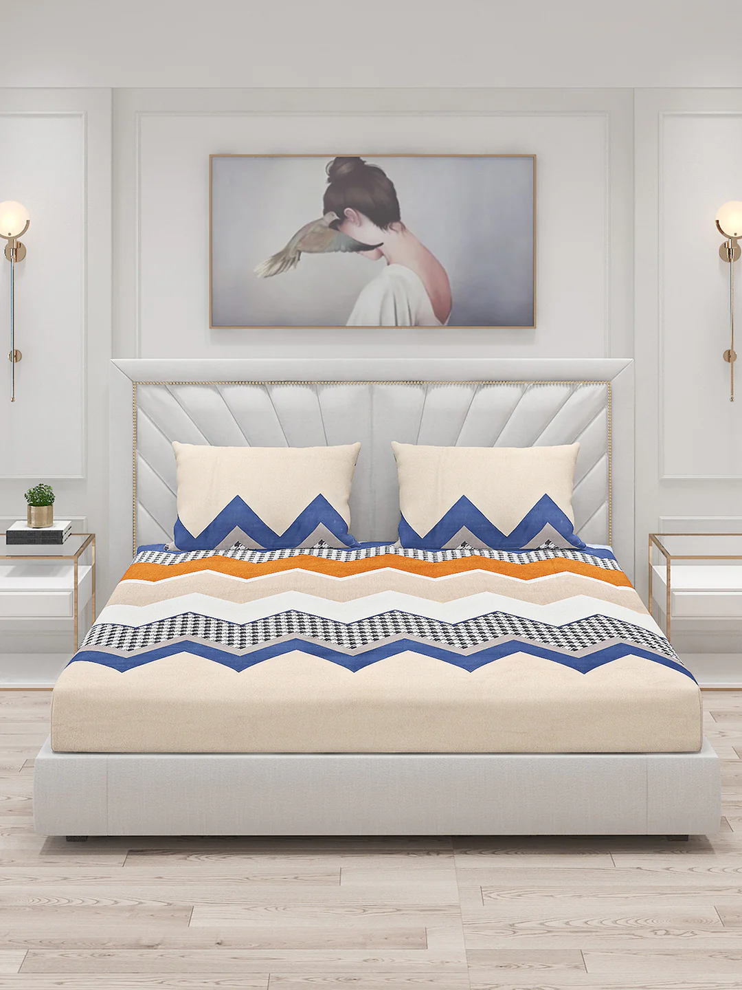 145 GSM Polyester Double Bed Bedsheet with 2 Pillow Covers - Image 3
