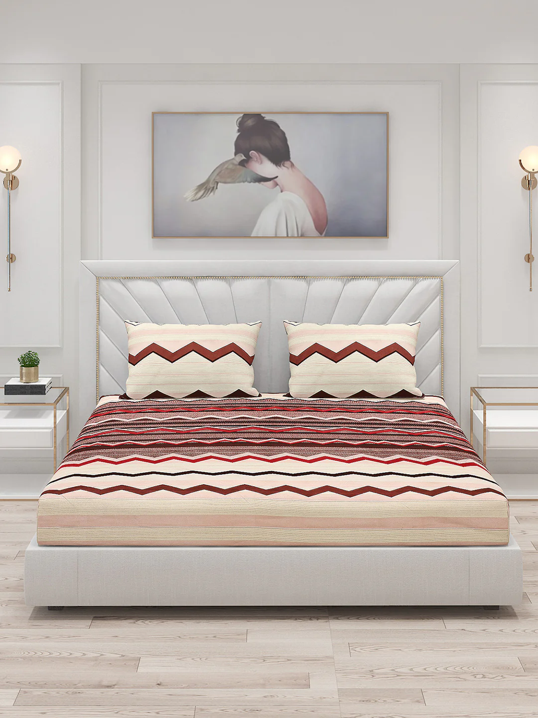 145 GSM Polyester Double Bed Bedsheet with 2 Pillow Covers - Image 3