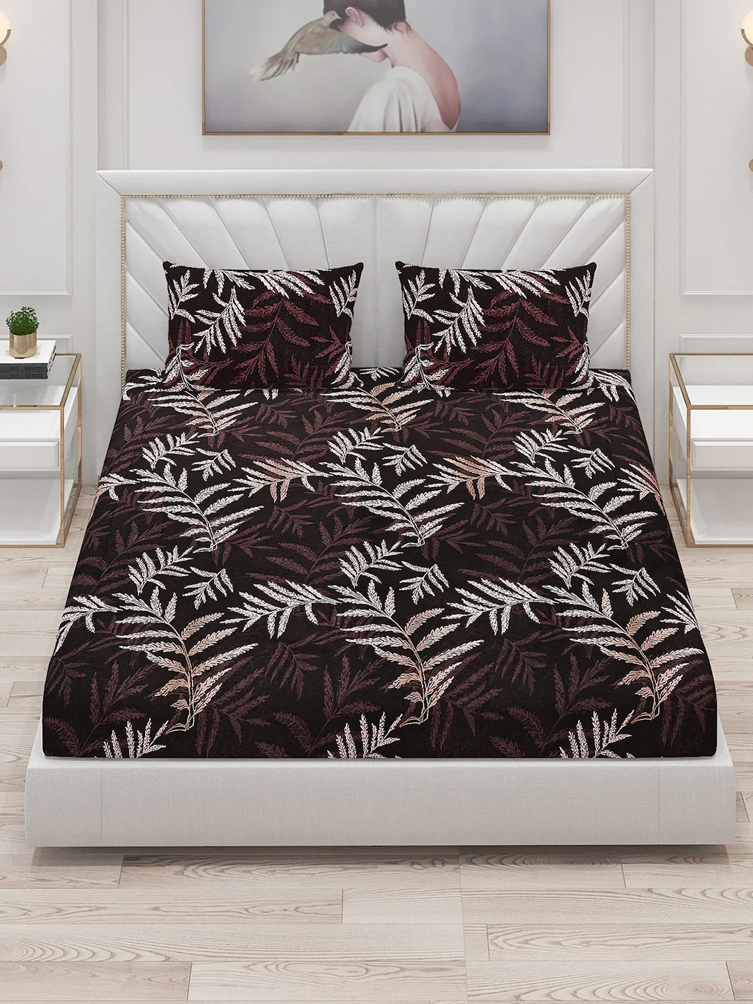 145 GSM Polyester Double Bed Bedsheet with 2 Pillow Covers - Image 2