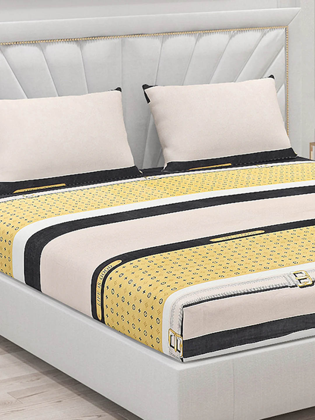 145 GSM Polyester Double Bed Bedsheet with 2 Pillow Covers - Image 5