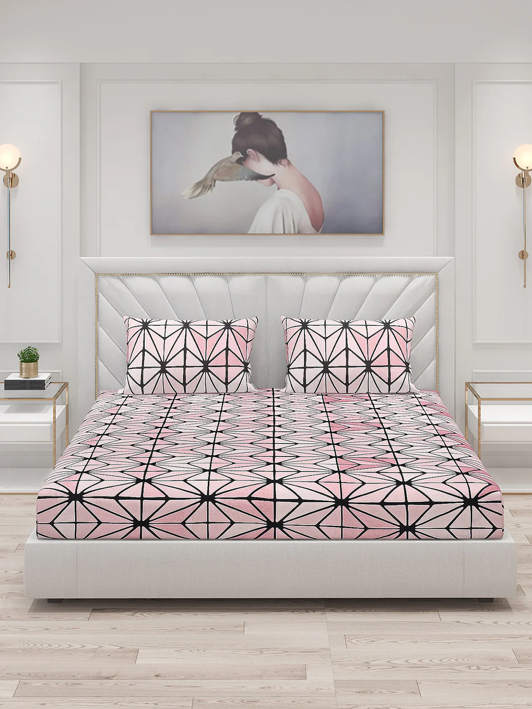 145 GSM Polyester Double Bed Bedsheet with 2 Pillow Covers - Image 3