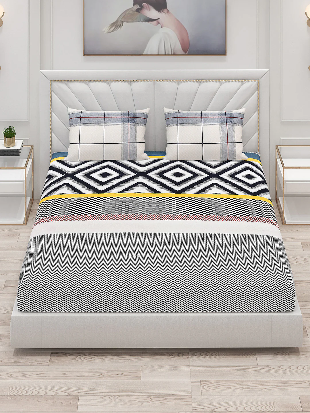 145 GSM Polyester Double Bed Bedsheet with 2 Pillow Covers - Image 2