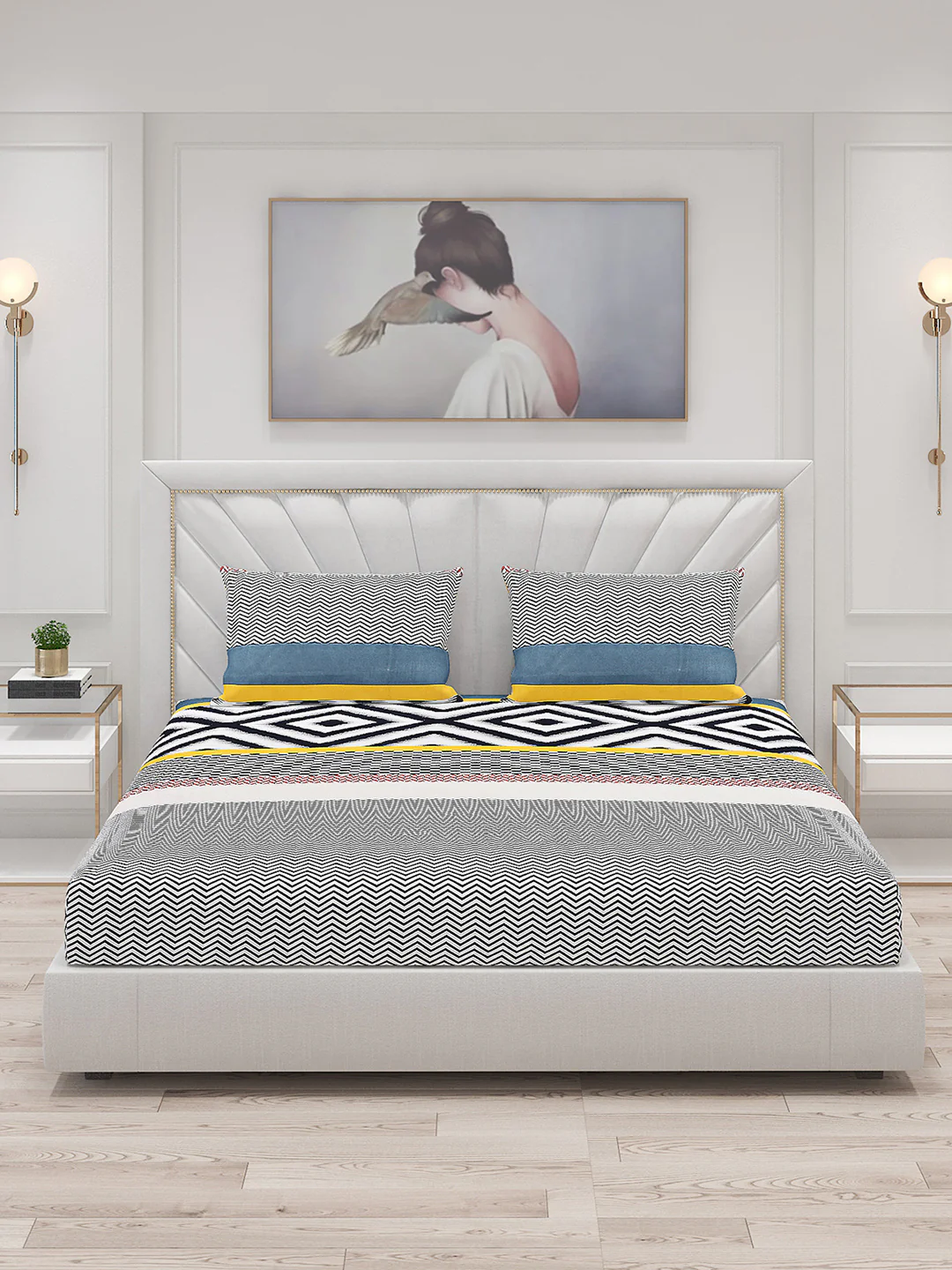 145 GSM Polyester Double Bed Bedsheet with 2 Pillow Covers - Image 3