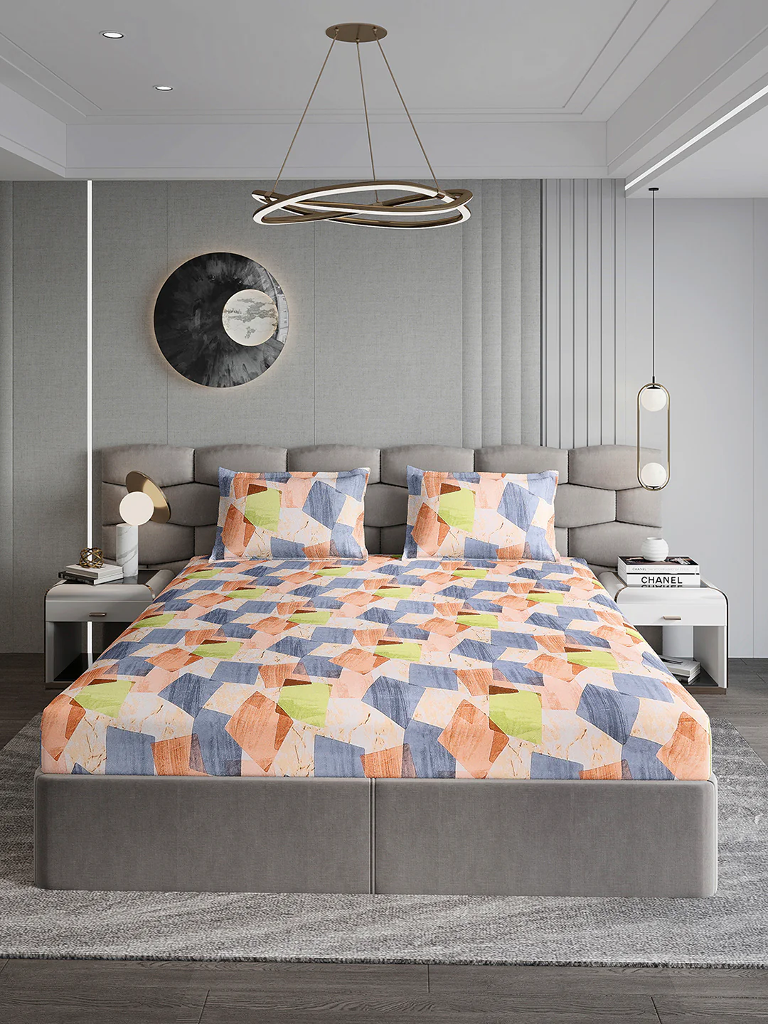 155 GSM Micro Double Bed 1 Bedsheet with 2 Pillow Cover (Clare) - Image 2