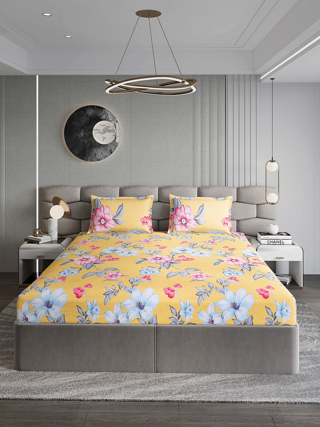 155 GSM Micro Double Bed 1 Bedsheet with 2 Pillow Cover (Clare) - Image 2