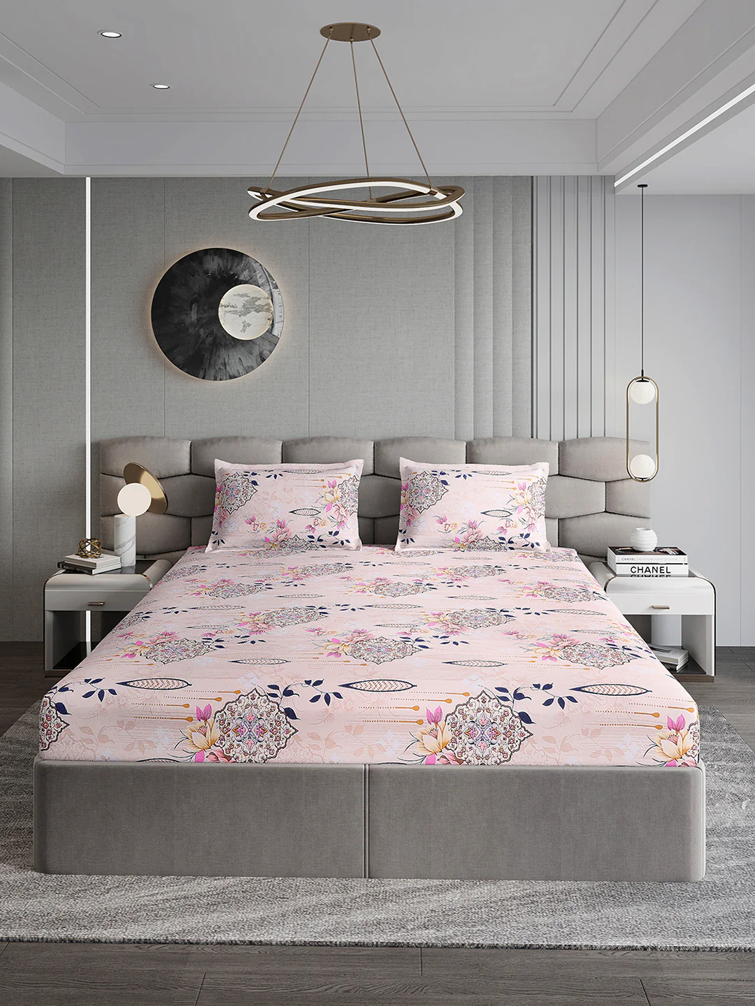 155 GSM Micro Double Bed 1 Bedsheet with 2 Pillow Cover (Clare) - Image 2