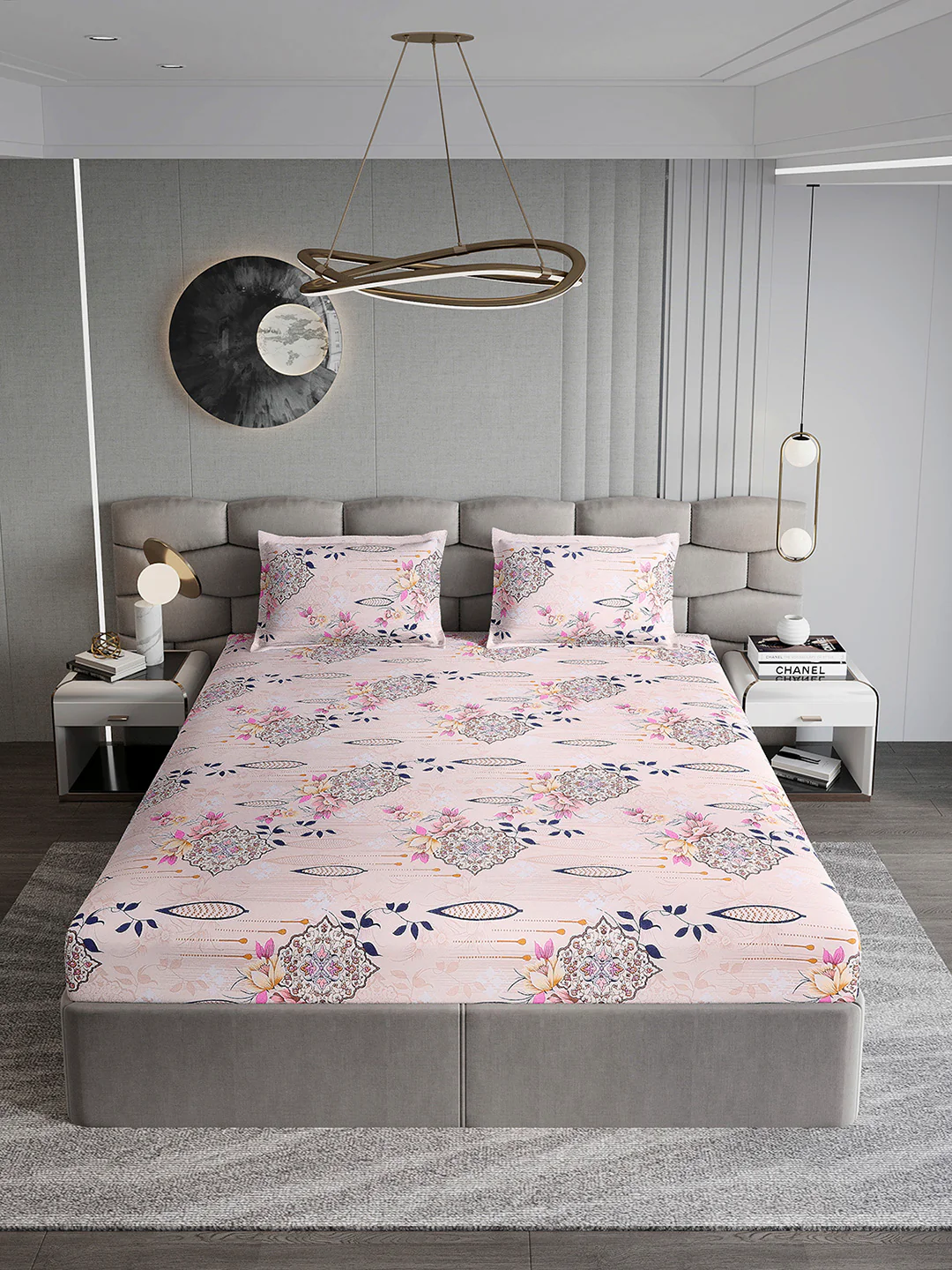 155 GSM Micro Double Bed 1 Bedsheet with 2 Pillow Cover (Clare) - Image 3