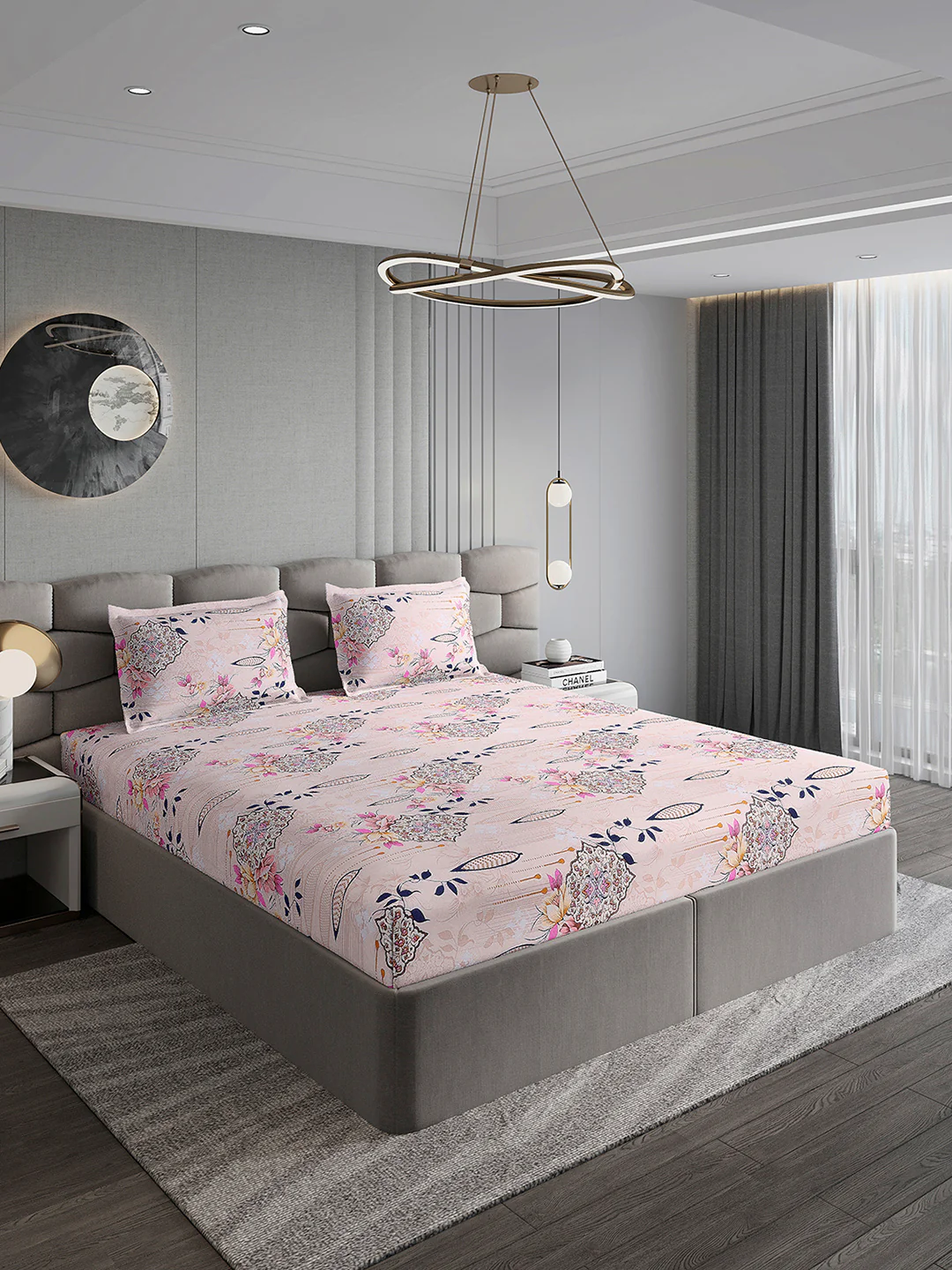 155 GSM Micro Double Bed 1 Bedsheet with 2 Pillow Cover (Clare) - Image 4