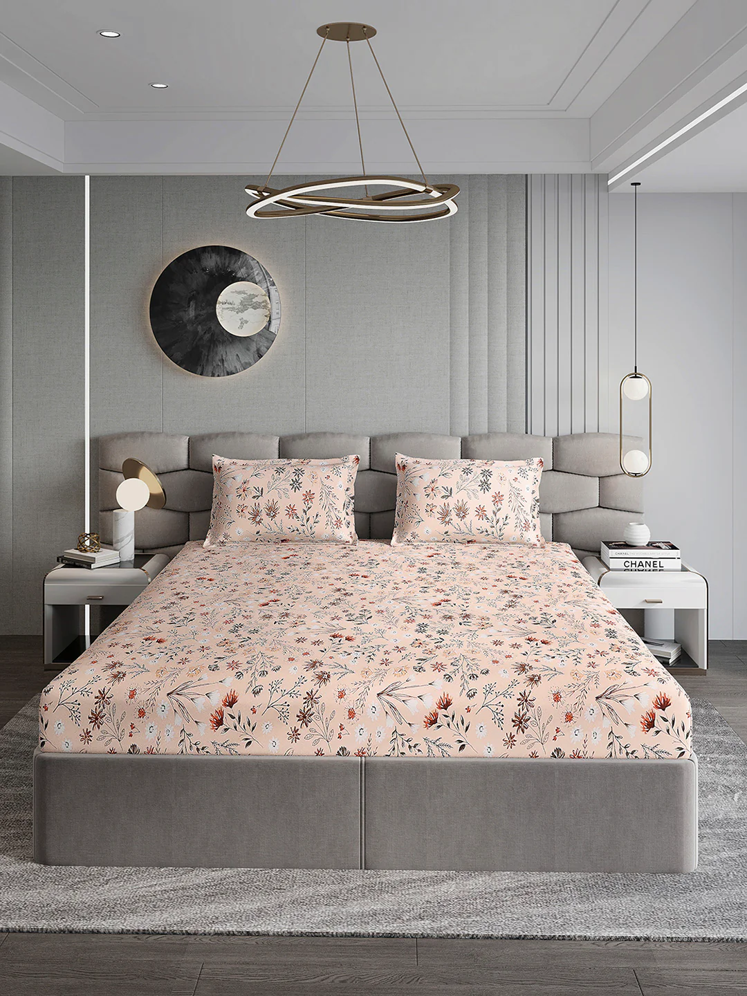 155 GSM Micro Double Bed 1 Bedsheet with 2 Pillow Cover (Clare) - Image 2