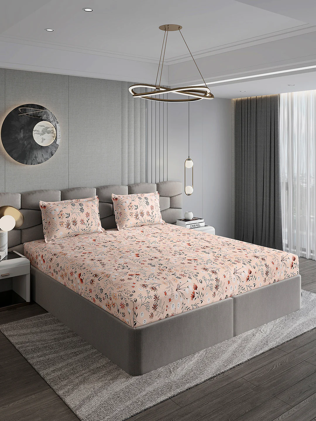 155 GSM Micro Double Bed 1 Bedsheet with 2 Pillow Cover (Clare) - Image 4