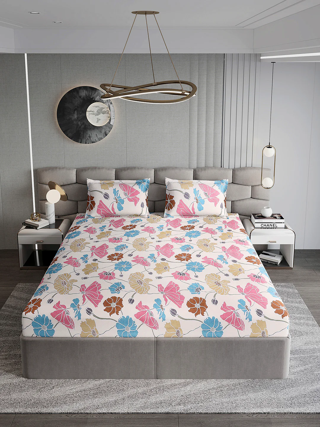 155 GSM Micro Double Bed 1 Bedsheet with 2 Pillow Cover (Clare) - Image 3