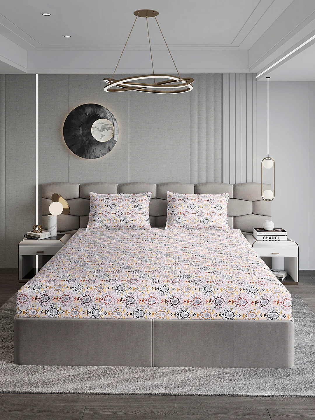 155 GSM Micro Double Bed 1 Bedsheet with 2 Pillow Cover (Clare) - Image 2