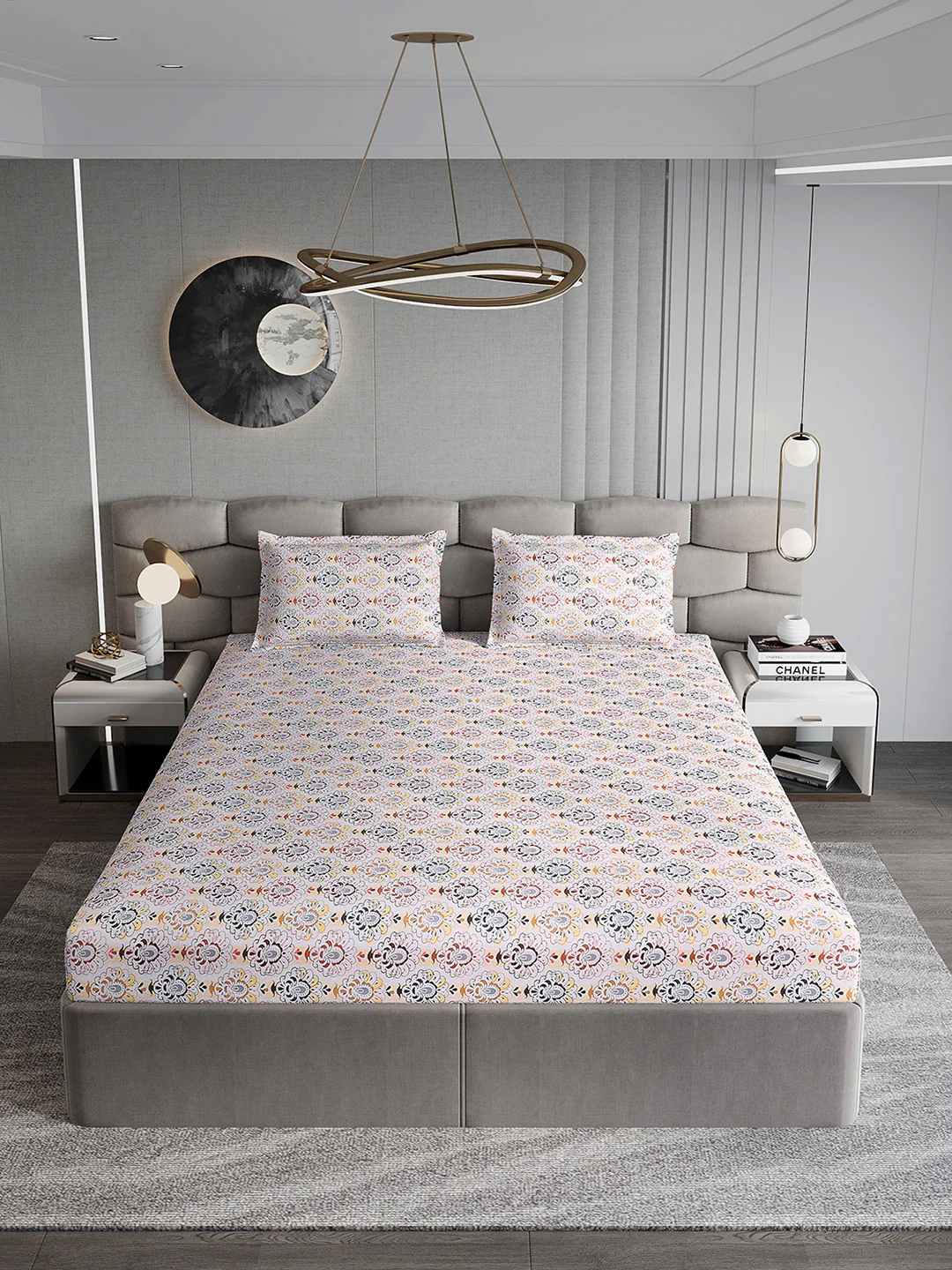 155 GSM Micro Double Bed 1 Bedsheet with 2 Pillow Cover (Clare) - Image 3