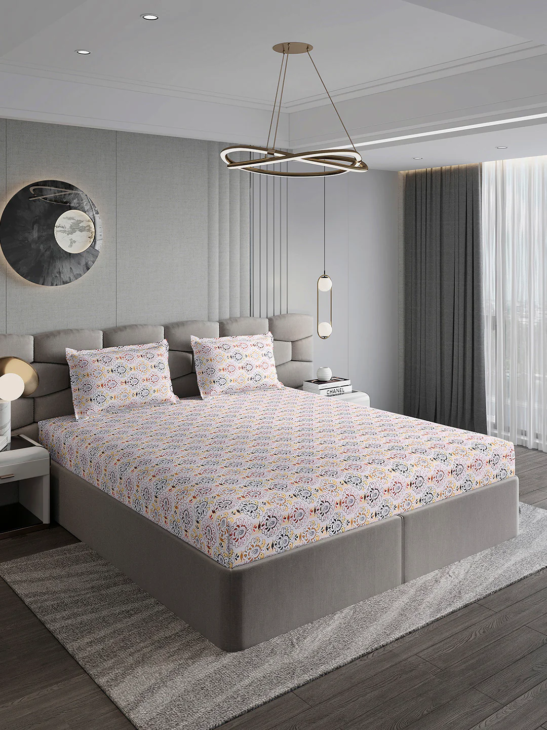 155 GSM Micro Double Bed 1 Bedsheet with 2 Pillow Cover (Clare) - Image 4