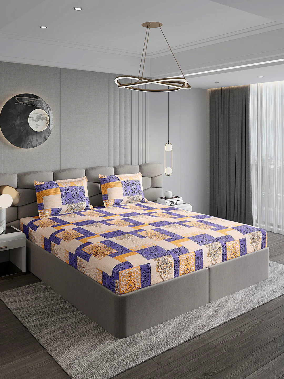 155 GSM Micro Double Bed 1 Bedsheet with 2 Pillow Cover (Clare) - Image 4