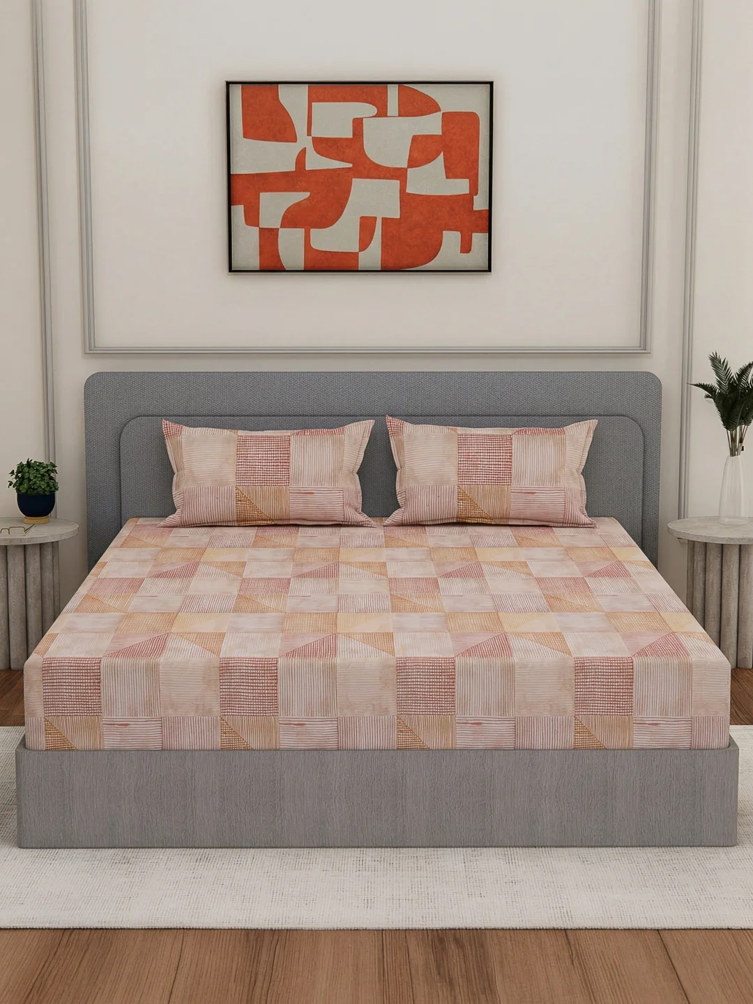Premium 180 TC Bamboo Cotton King Size Bedsheet with 2 Pillow Covers Eco Bamboo Collection - Image 3