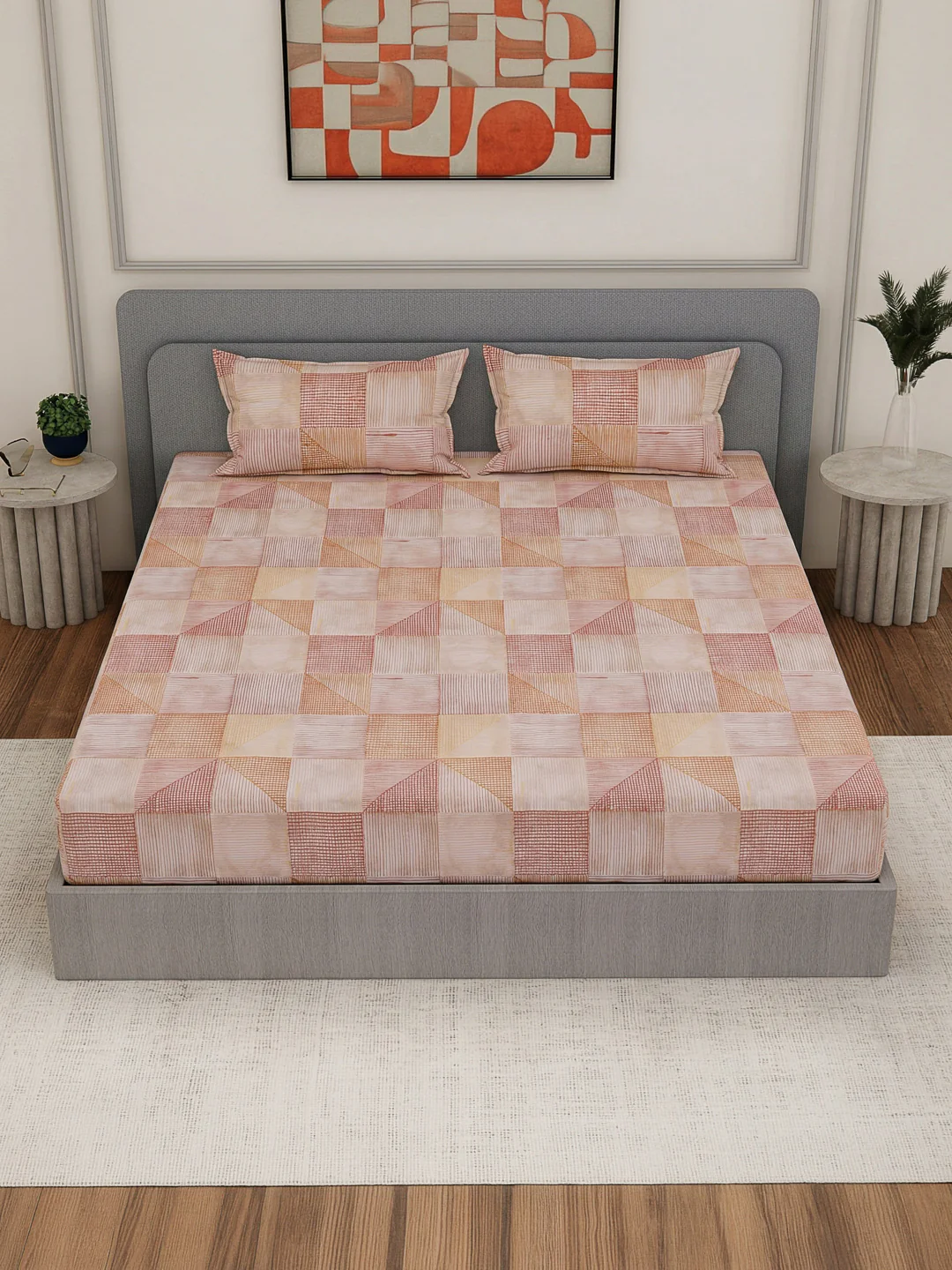 Premium 180 TC Bamboo Cotton King Size Bedsheet with 2 Pillow Covers Eco Bamboo Collection - Image 4