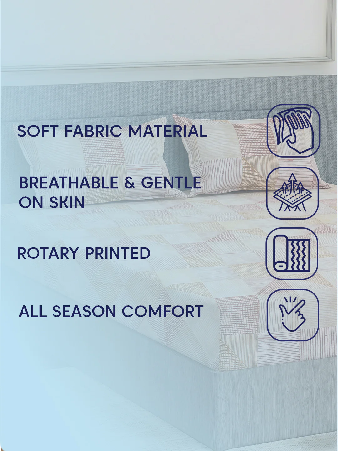 Premium 180 TC Bamboo Cotton King Size Bedsheet with 2 Pillow Covers Eco Bamboo Collection - Image 9