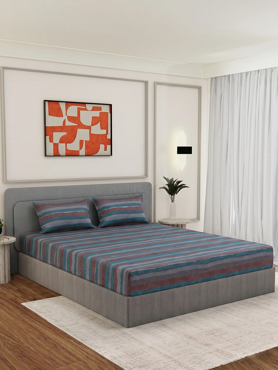 Premium 180 TC Bamboo Cotton King Size Bedsheet with 2 Pillow Covers Eco Bamboo Collection - Image 2