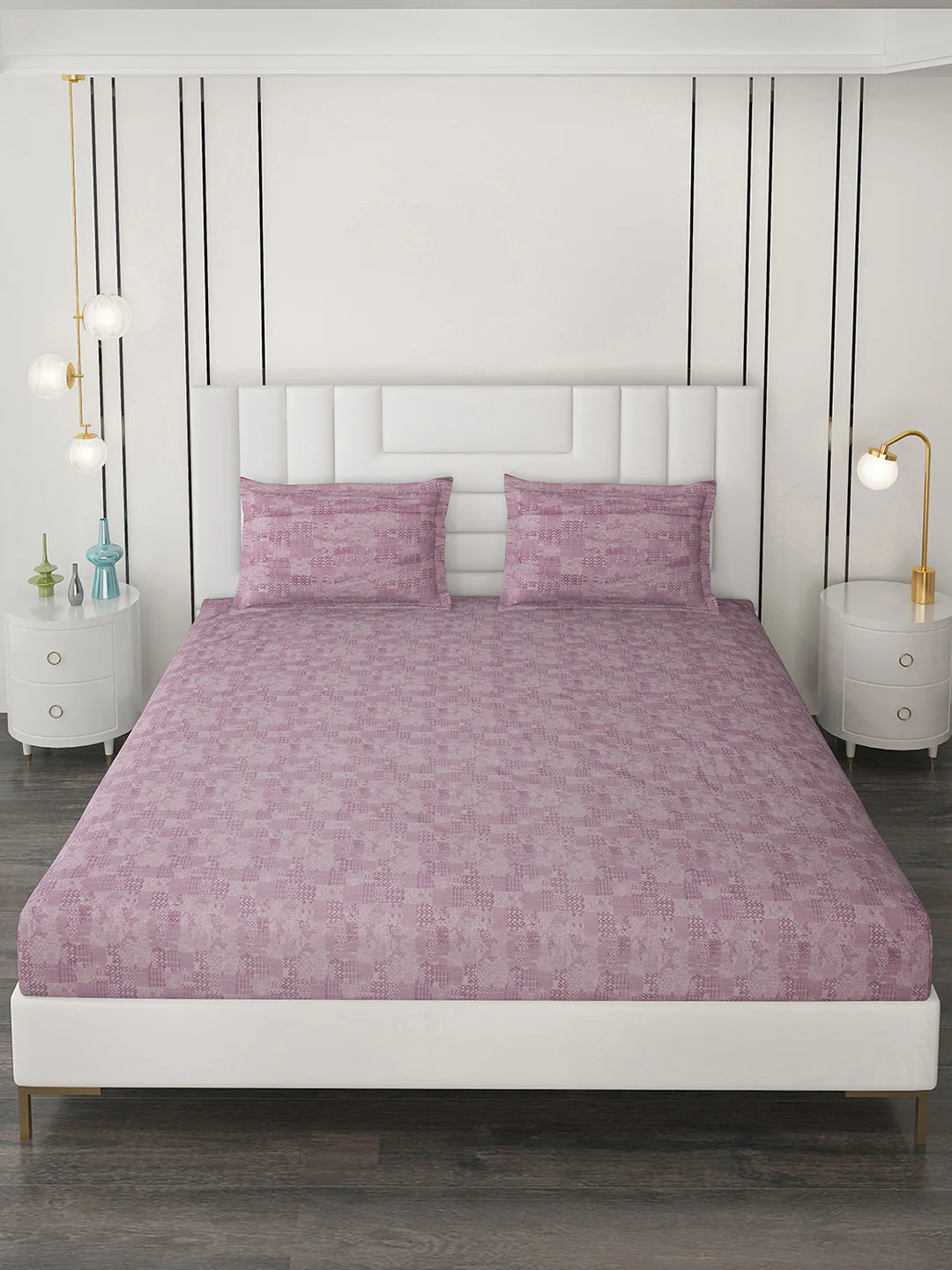 180 TC Cotton Double Bedsheet with 2 Pillow Covers - Image 2