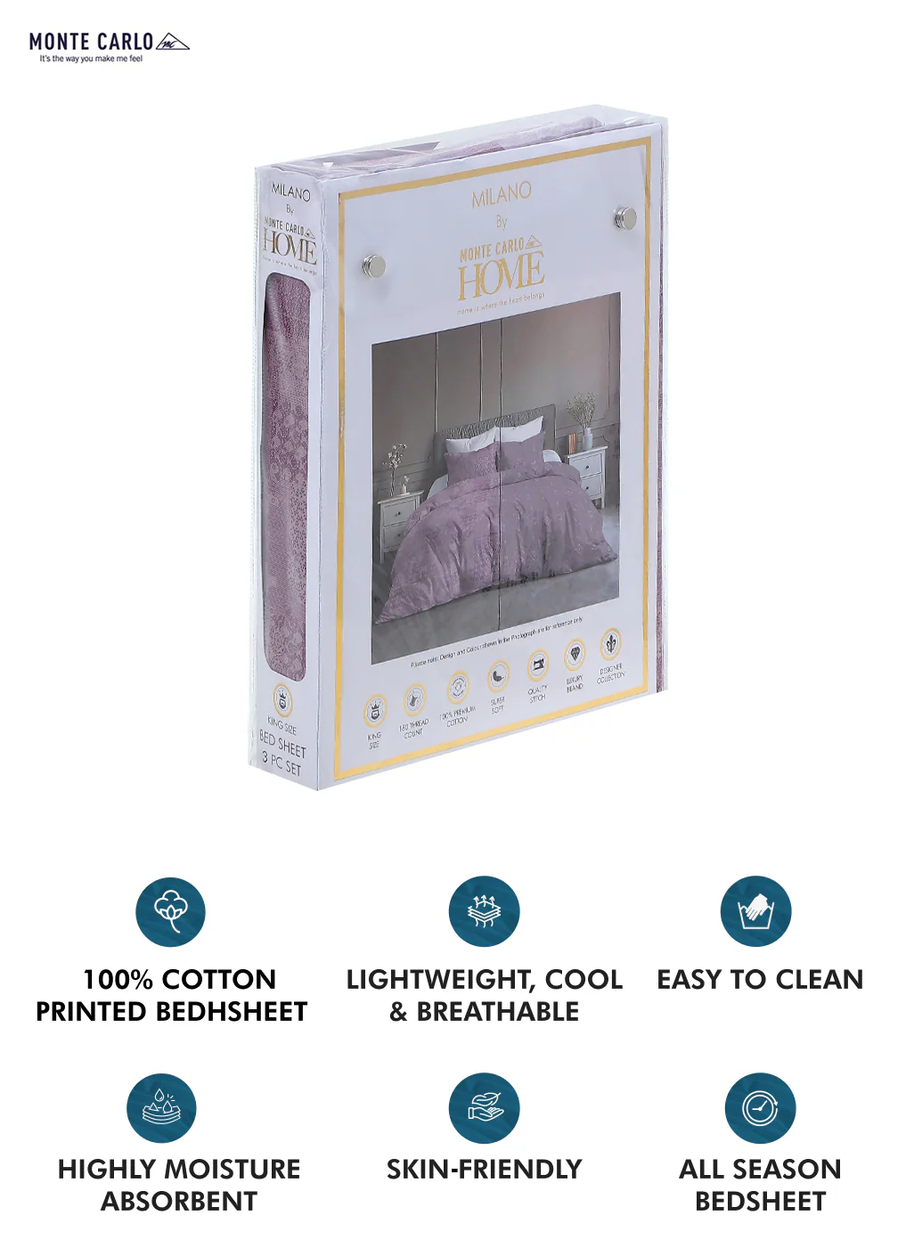 180 TC Cotton Double Bedsheet with 2 Pillow Covers - Image 9