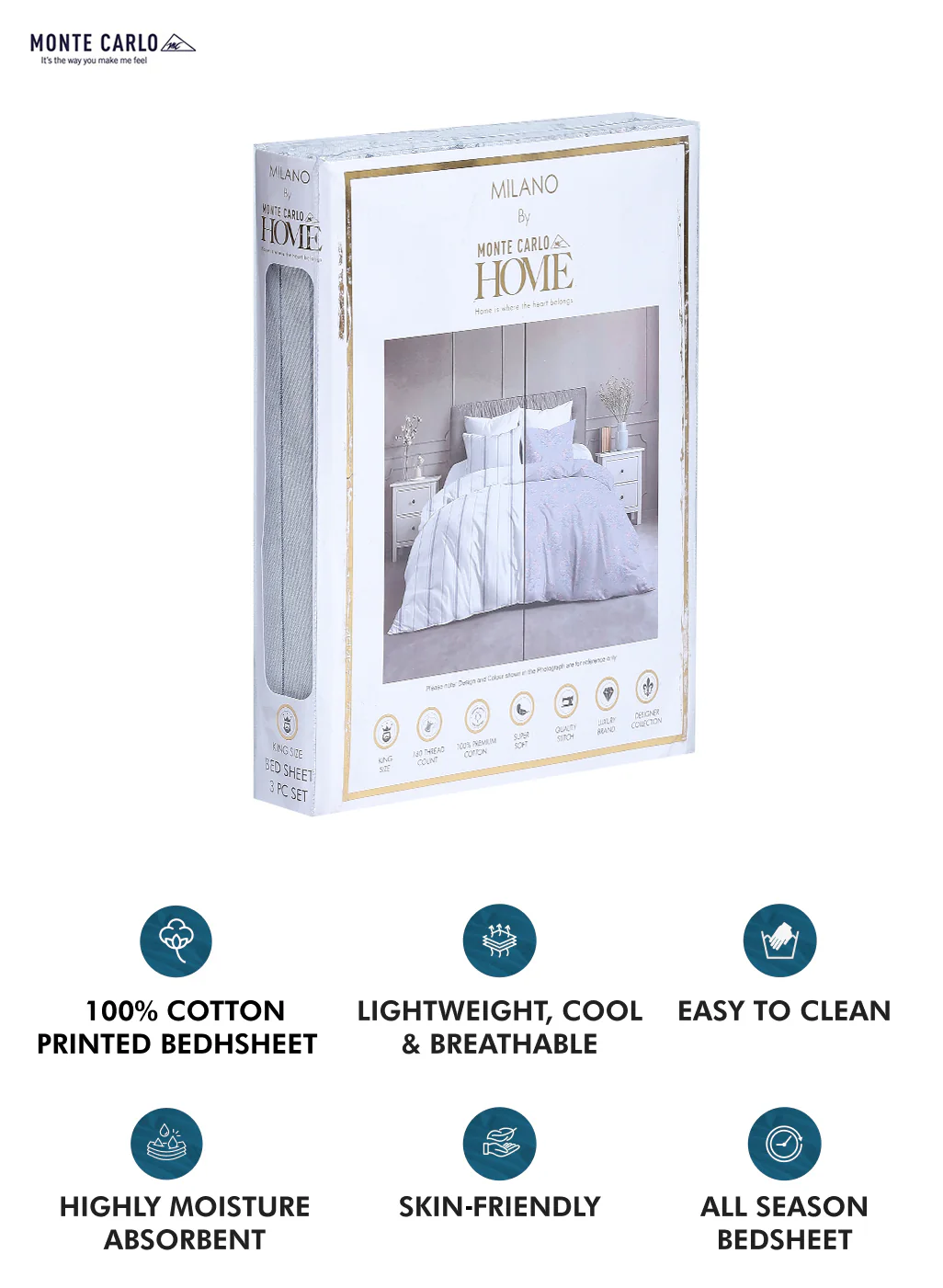180 TC Cotton Double Bedsheet with 2 Pillow Covers - Image 10