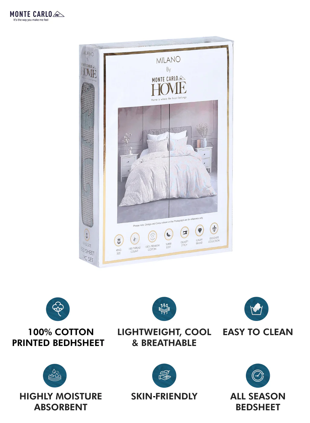 180 TC Cotton Double Bedsheet with 2 Pillow Covers - Image 8