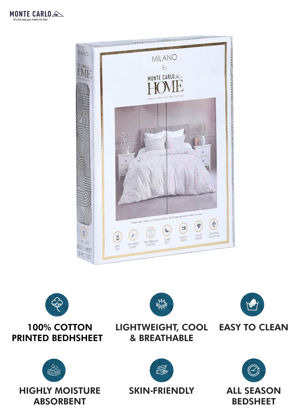 180 TC Cotton Double Bedsheet with 2 Pillow Covers - Image 10