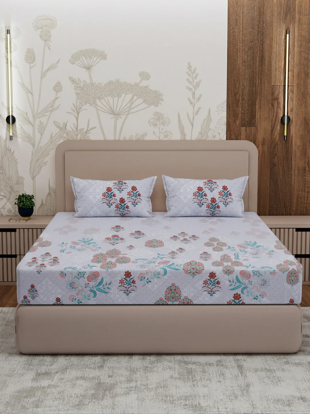 Premium 180 TC Pure Cotton King Size Bedsheet with 2 Pillow Covers Sanganeri Collection - Image 3