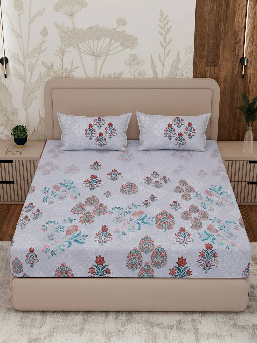Premium 180 TC Pure Cotton King Size Bedsheet with 2 Pillow Covers Sanganeri Collection - Image 4