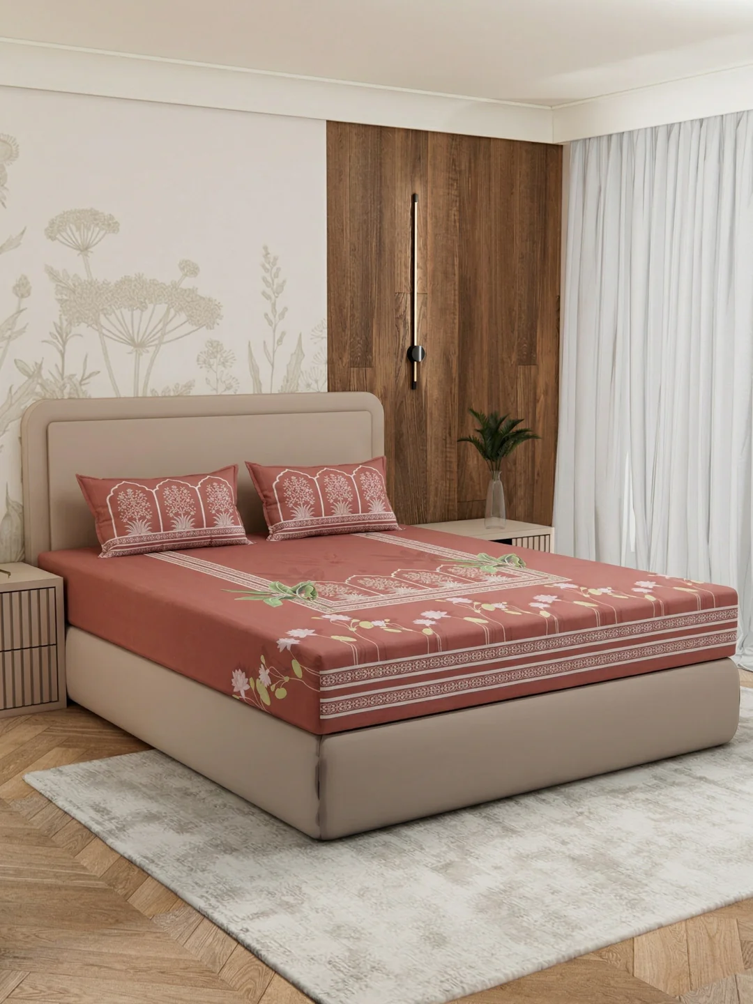 Premium 180 TC Pure Cotton King Size Bedsheet with 2 Pillow Covers Sanganeri Collection - Image 2