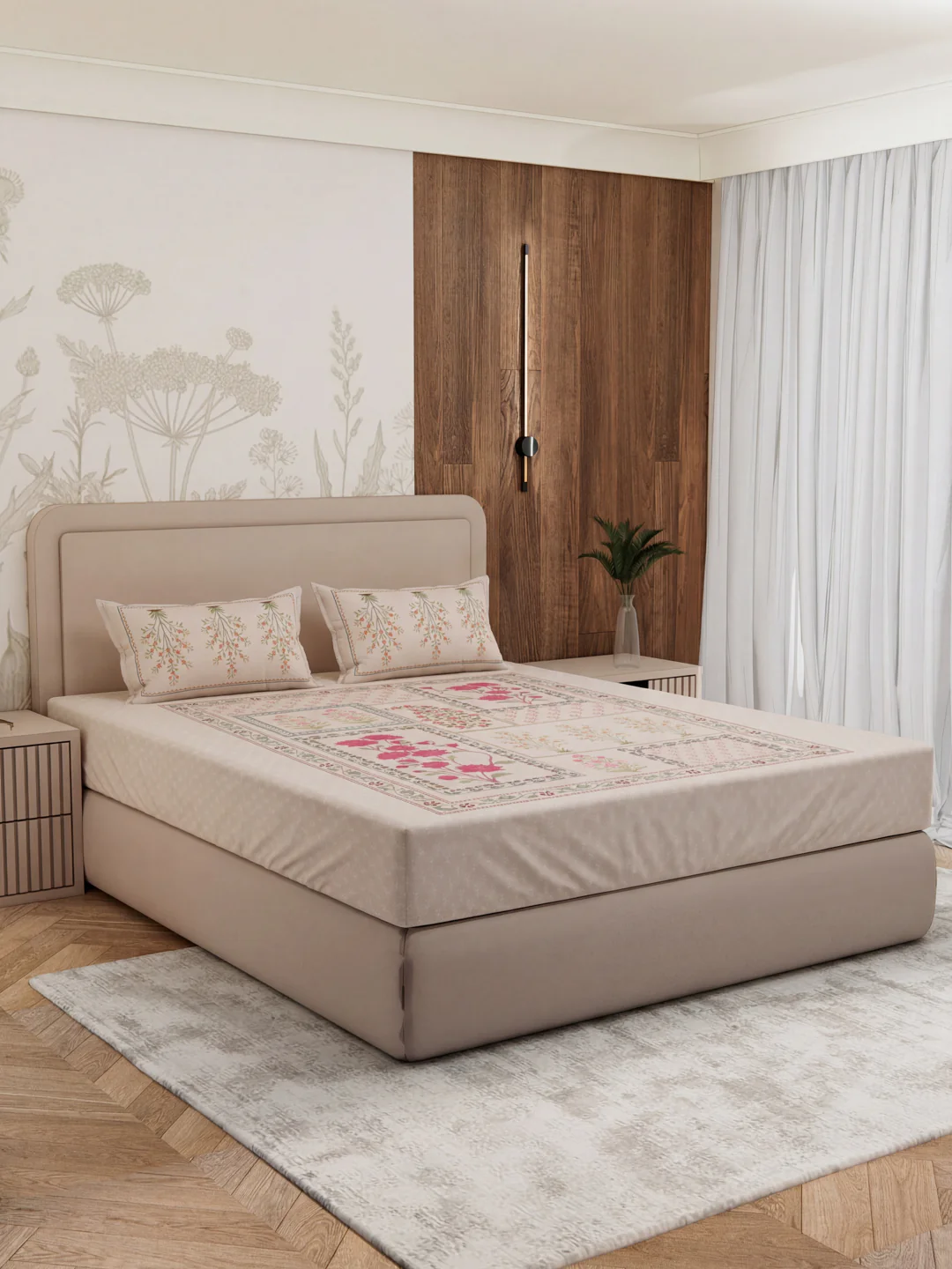 Premium 180 TC Pure Cotton King Size Bedsheet with 2 Pillow Covers Sanganeri Collection - Image 2
