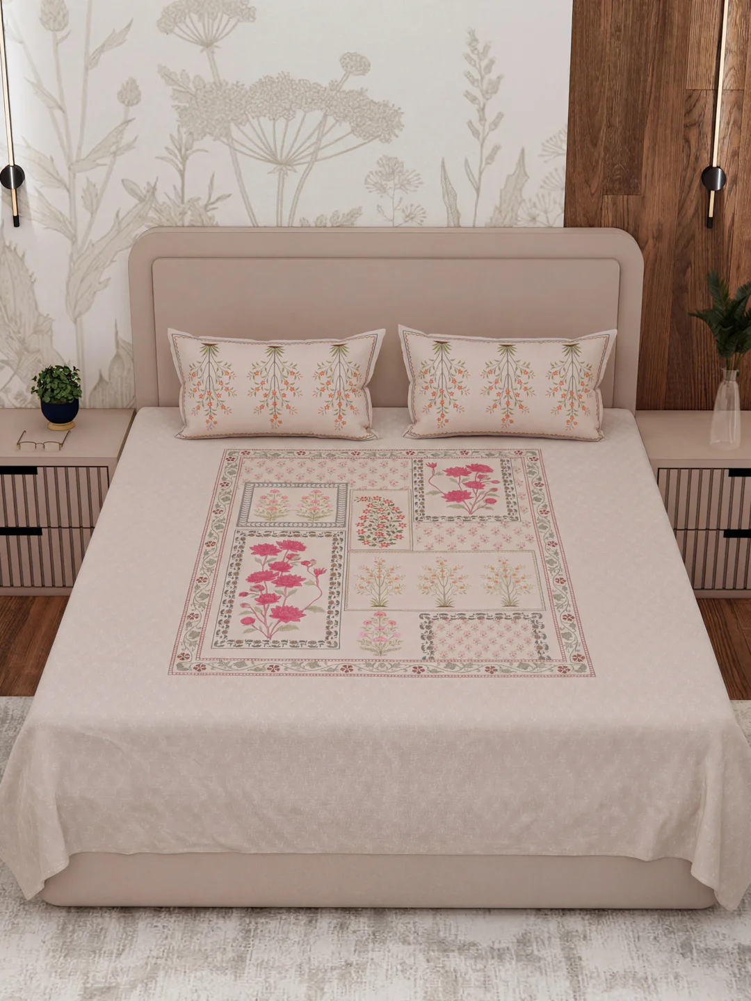 Premium 180 TC Pure Cotton King Size Bedsheet with 2 Pillow Covers Sanganeri Collection - Image 4