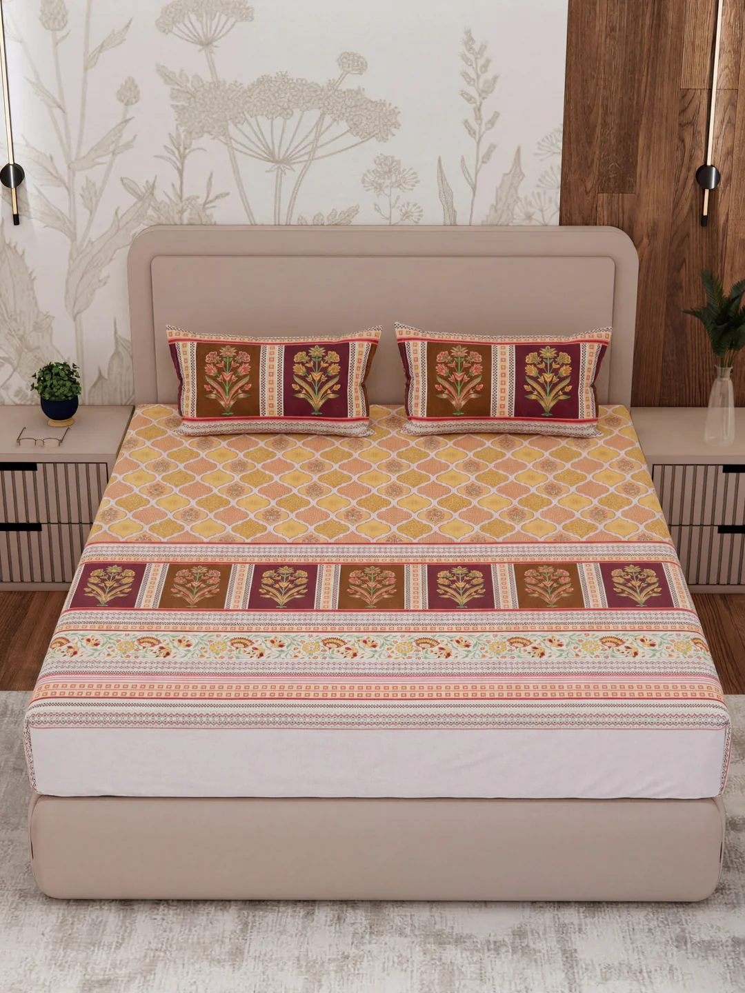 Premium 180 TC Pure Cotton King Size Bedsheet with 2 Pillow Covers Sanganeri Collection - Image 4