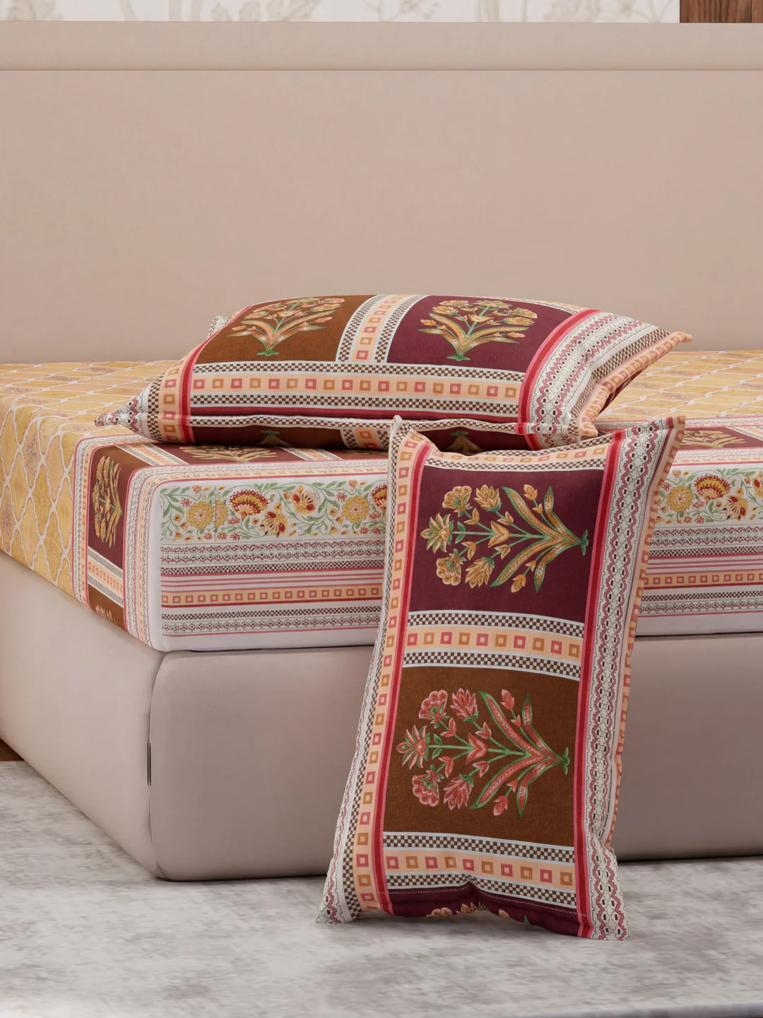 Premium 180 TC Pure Cotton King Size Bedsheet with 2 Pillow Covers Sanganeri Collection - Image 5