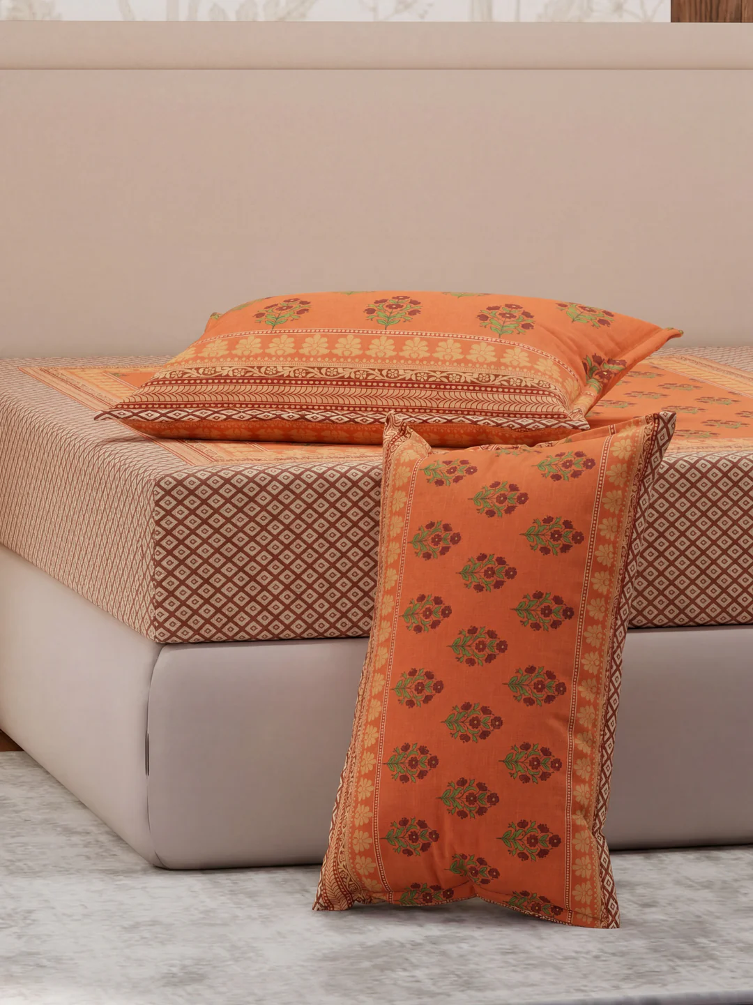 Premium 180 TC Pure Cotton King Size Bedsheet with 2 Pillow Covers Sanganeri Collection - Image 5