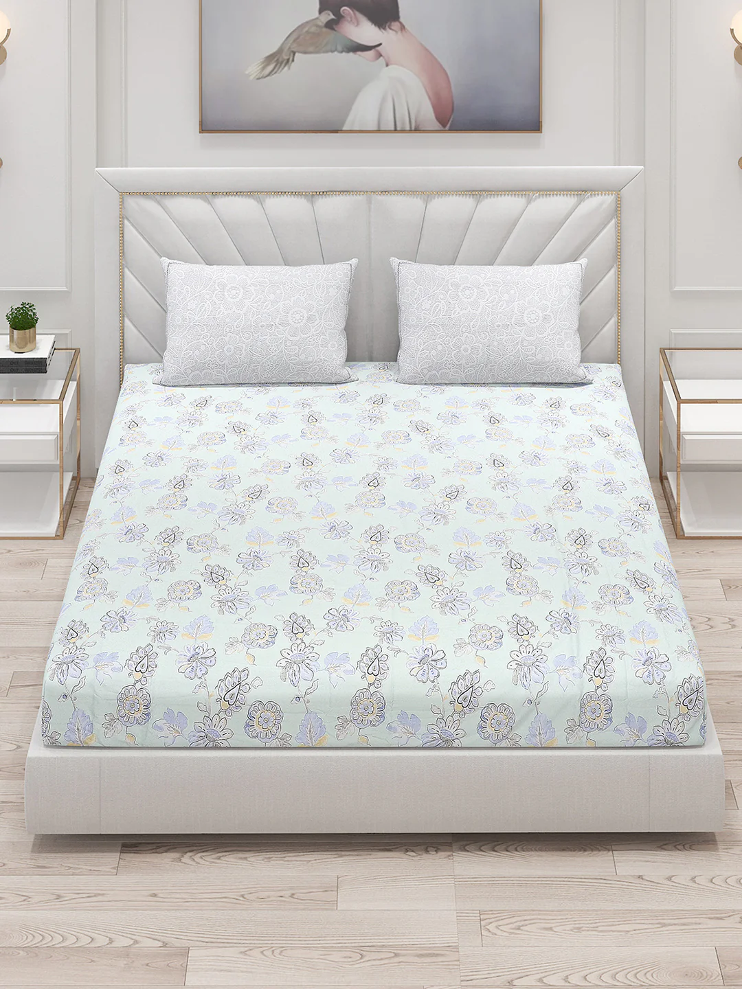 200 TC Cotton Double Bed Bedsheet with 2 Pillow Covers - Image 2