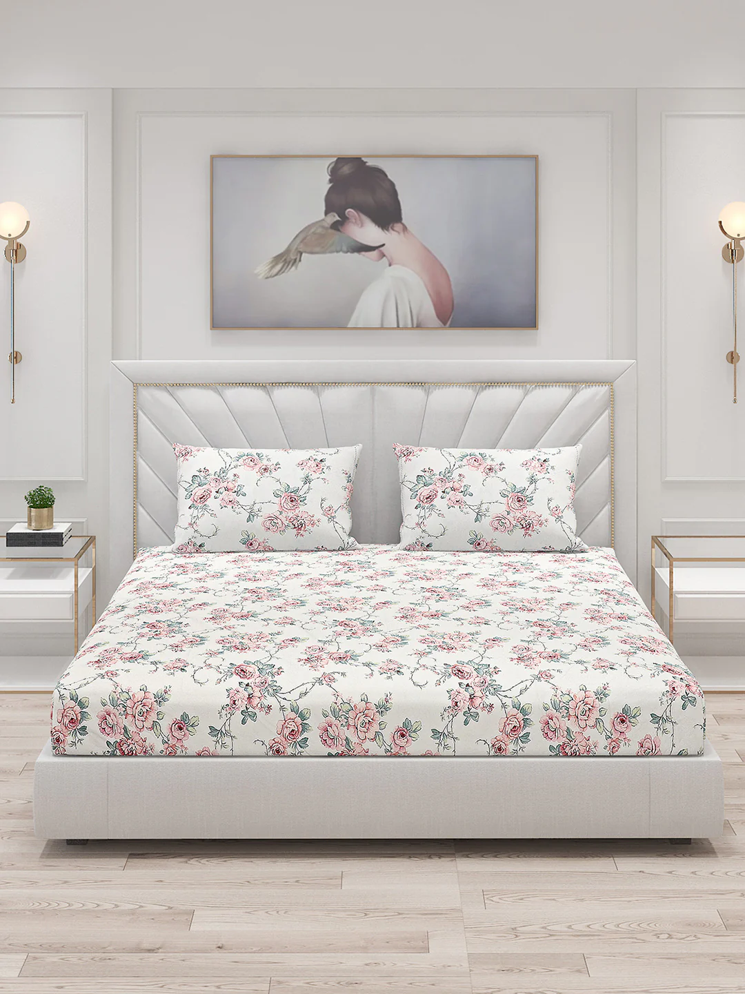 200 TC Cotton Double Bed Bedsheet with 2 Pillow Covers - Image 3