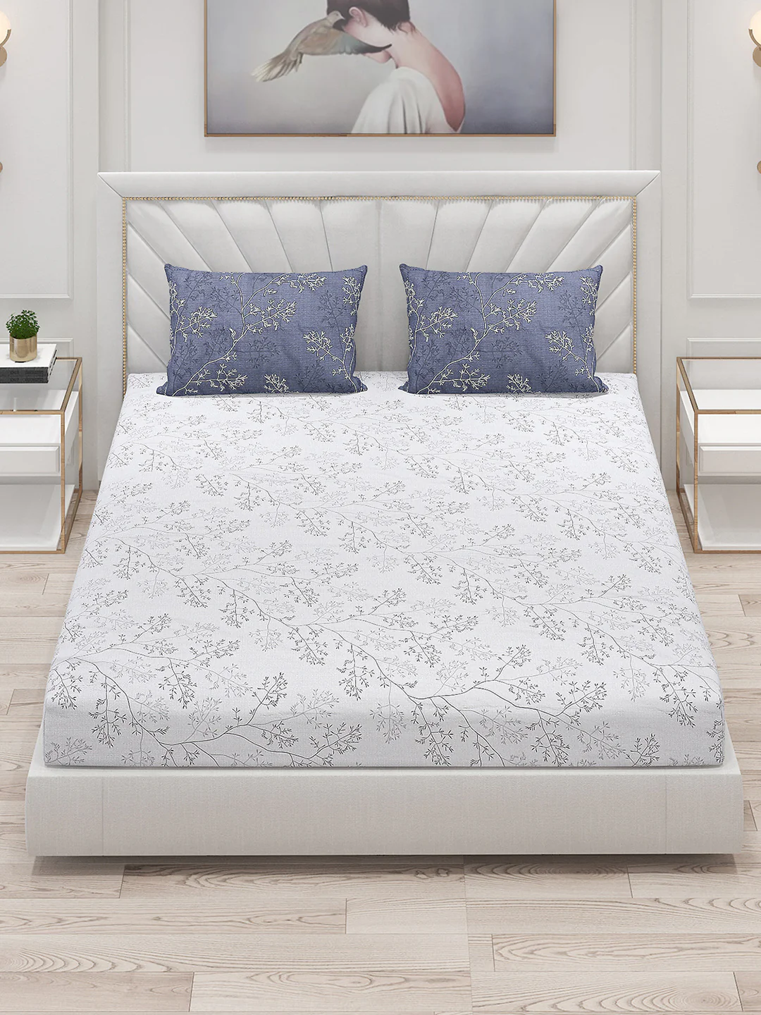 200 TC Cotton Double Bed Bedsheet with 2 Pillow Covers - Image 2