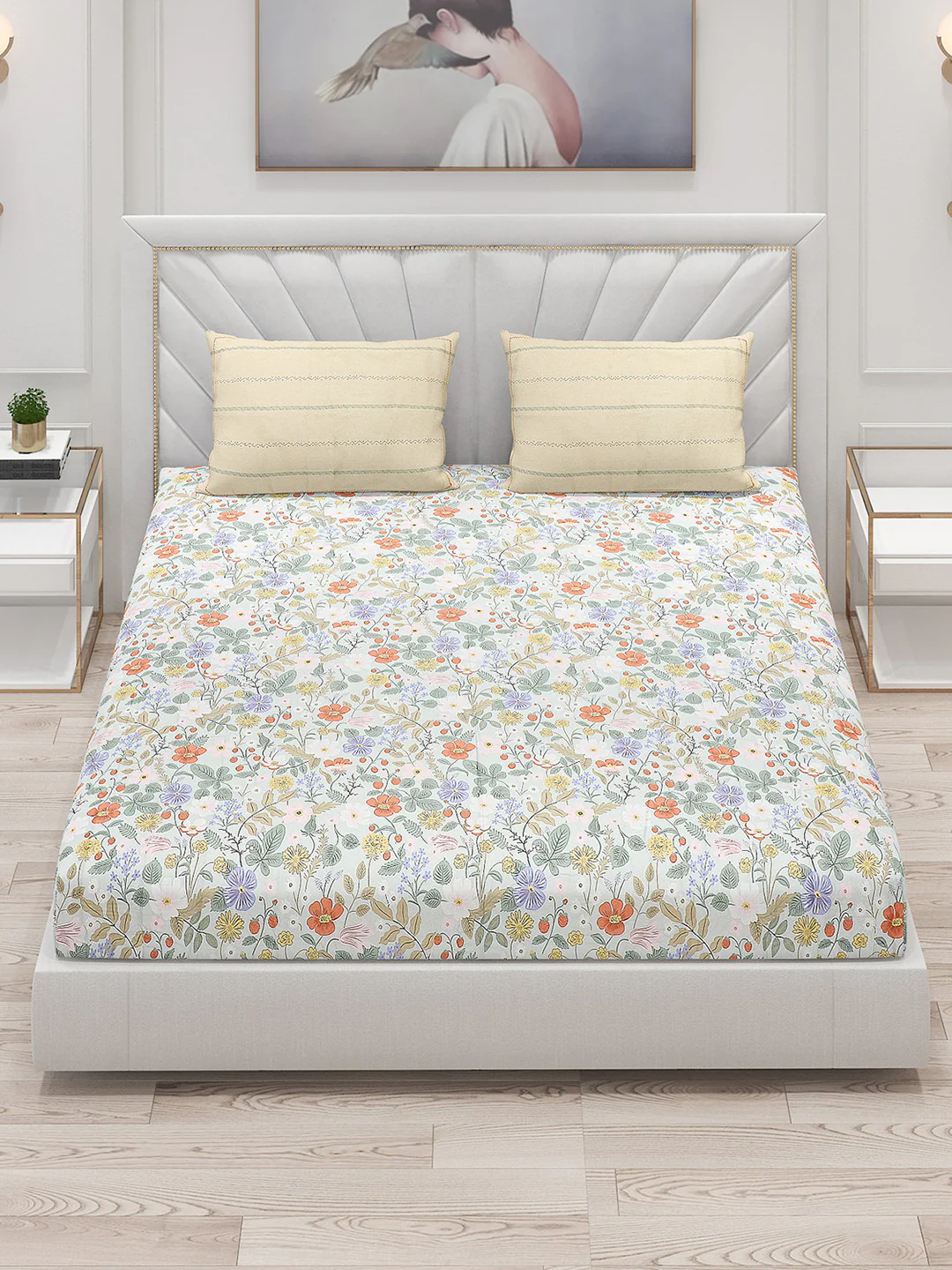 200 TC Cotton Double Bed Bedsheet with 2 Pillow Covers - Image 2