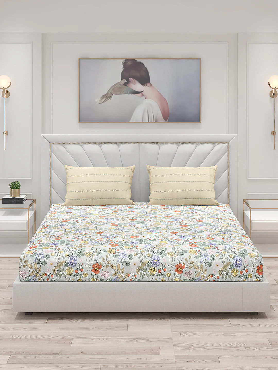 200 TC Cotton Double Bed Bedsheet with 2 Pillow Covers - Image 3