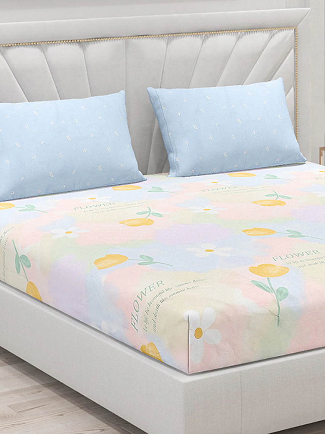 200 TC Cotton Double Bed Bedsheet with 2 Pillow Covers - Image 5