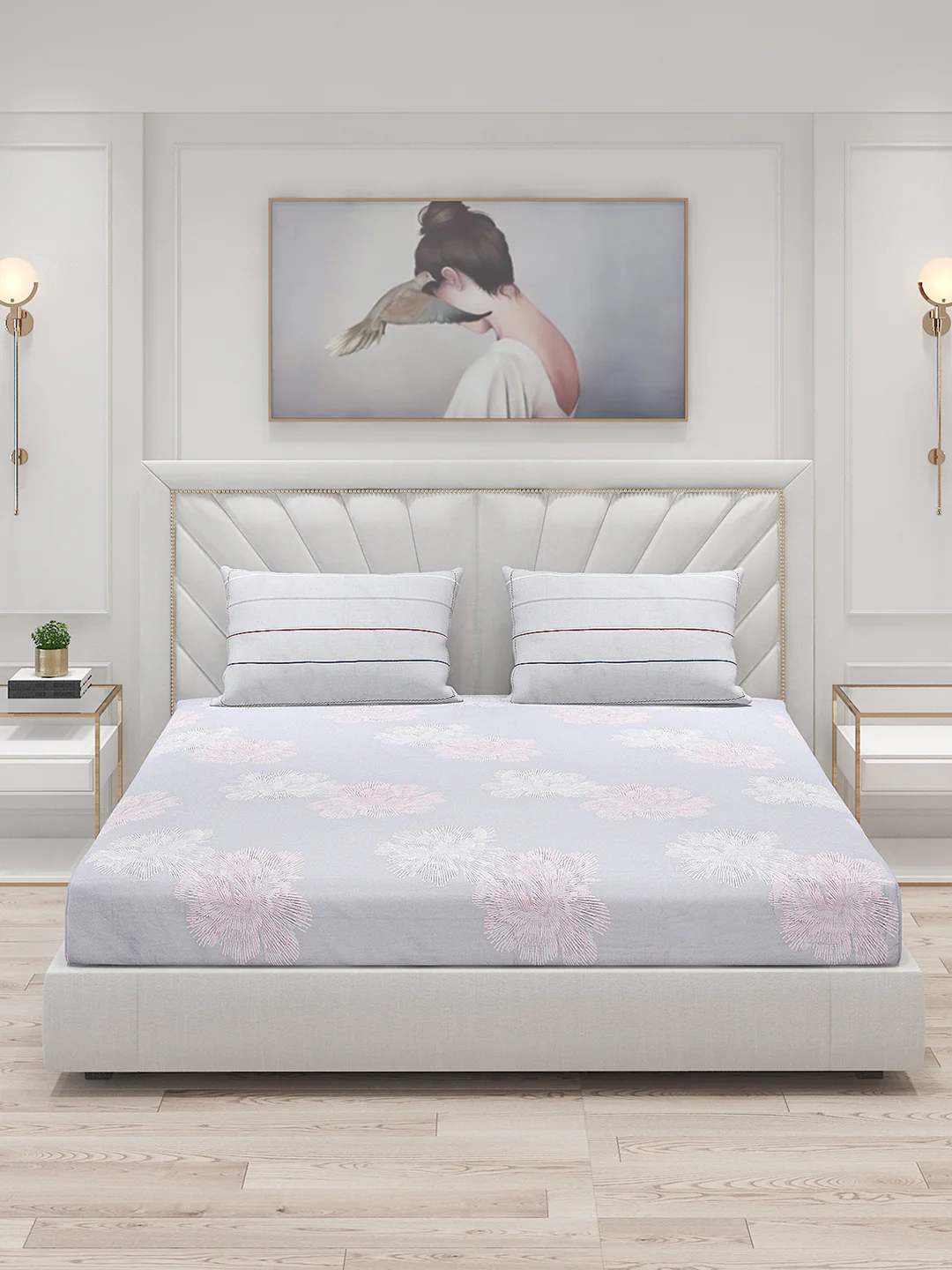 200 TC Cotton Double Bed Bedsheet with 2 Pillow Covers - Image 3