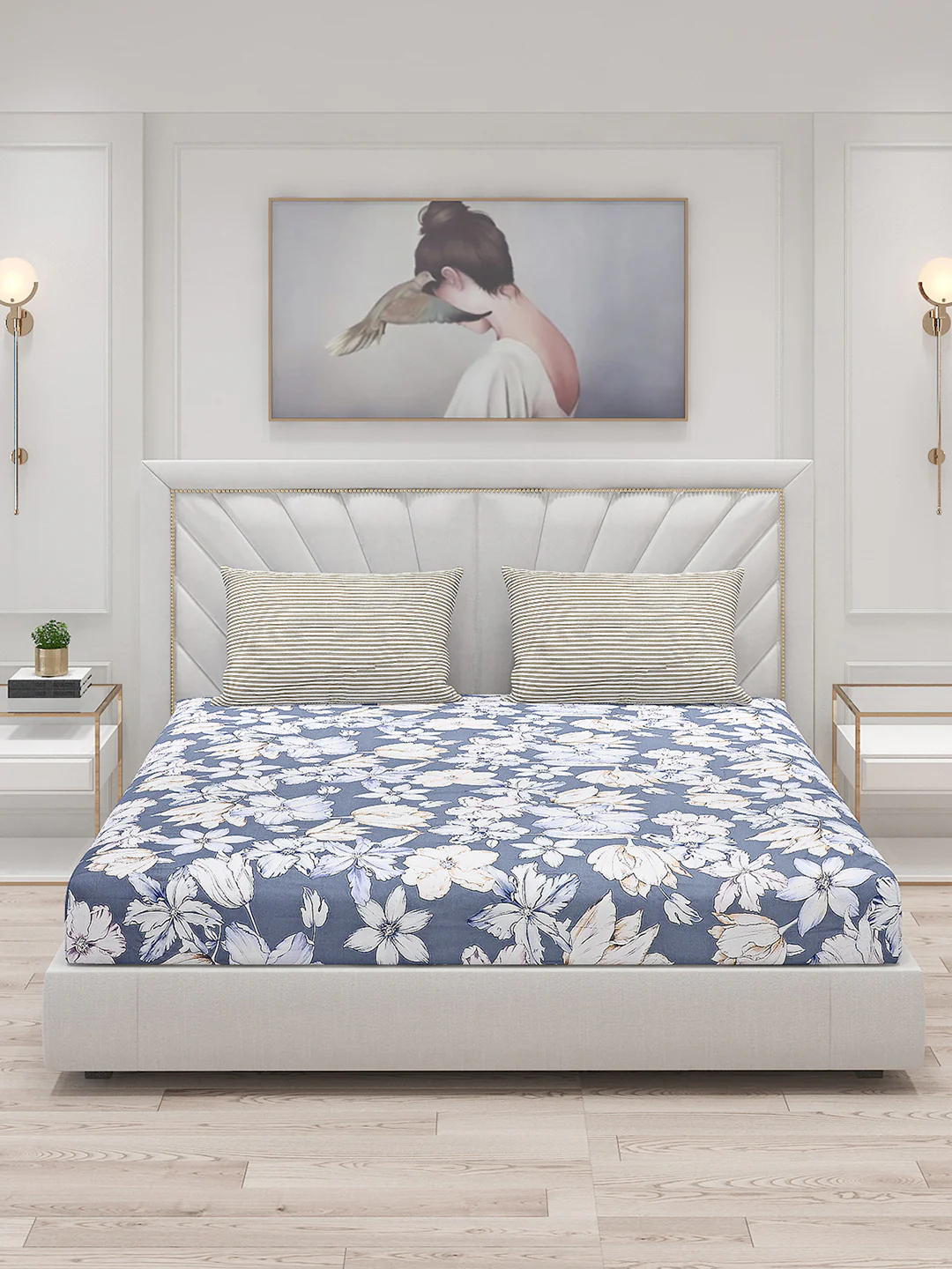 200 TC Cotton Double Bed Bedsheet with 2 Pillow Covers - Image 3