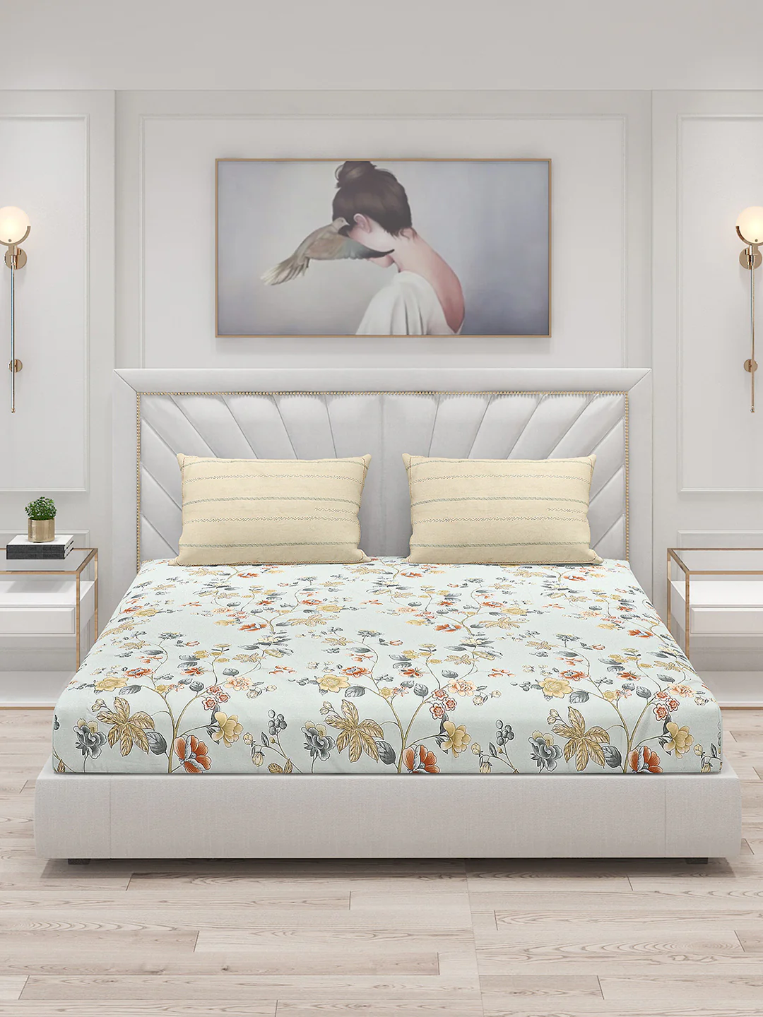 200 TC Cotton Double Bed Bedsheet with 2 Pillow Covers - Image 3